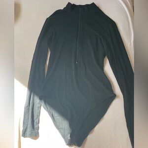 long sleeve zip up body suit.